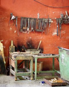 A photograph of a glass workshop on Murano.