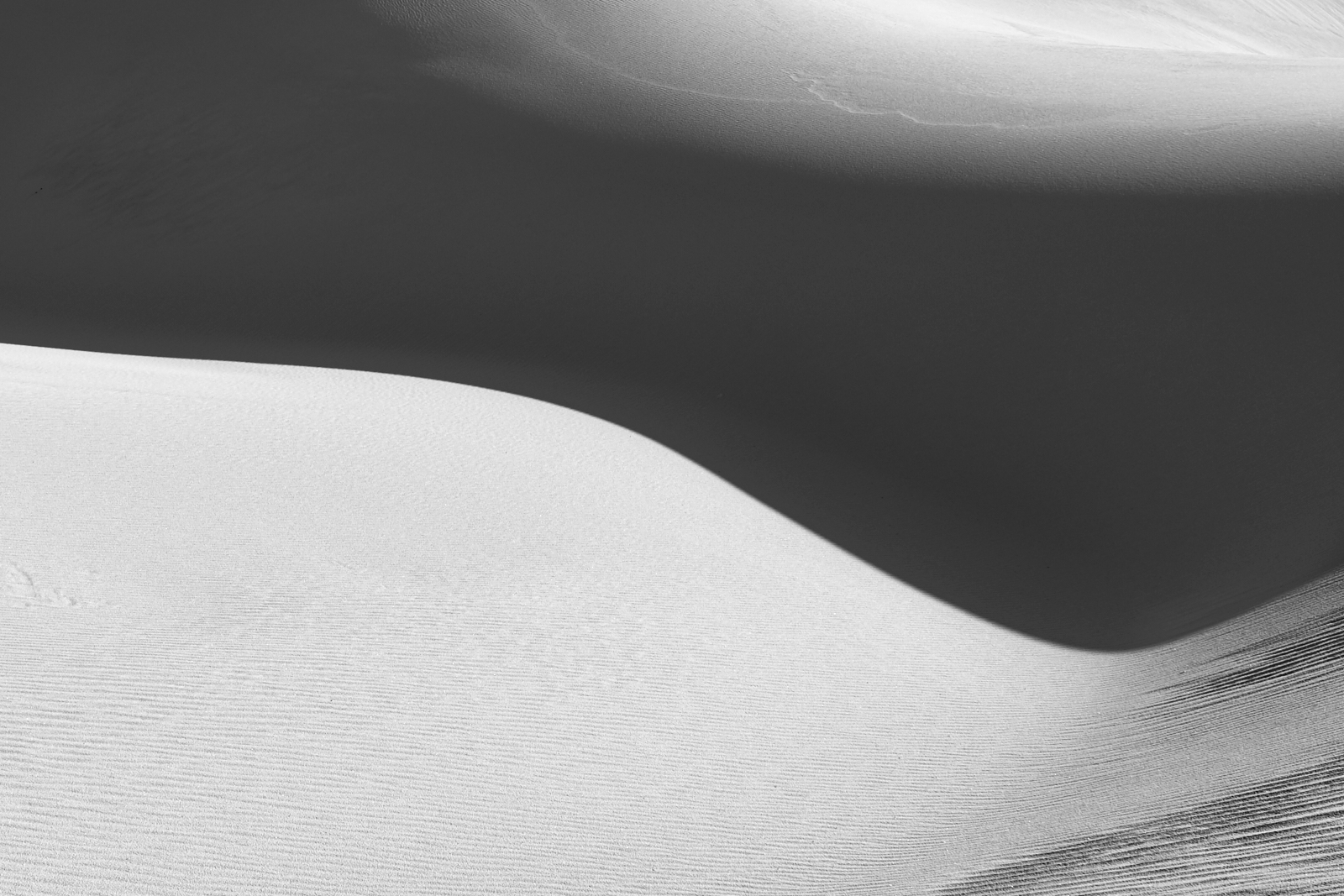 Landscape #181019.2. Black and White photo of shadows at White Sands National Monument.