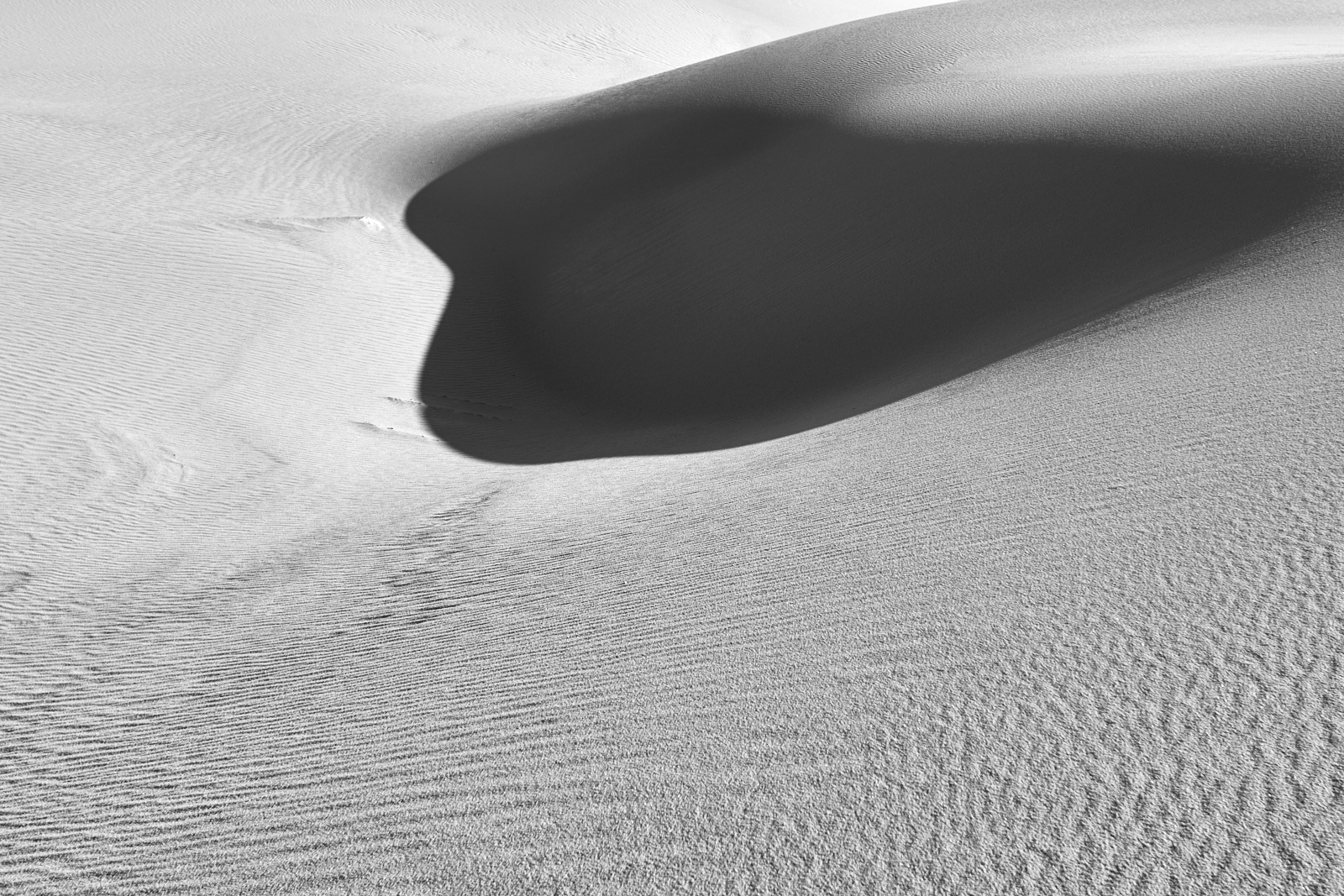 Landscape #181019.3. Black and White photo of shadows at White Sands National Monument.