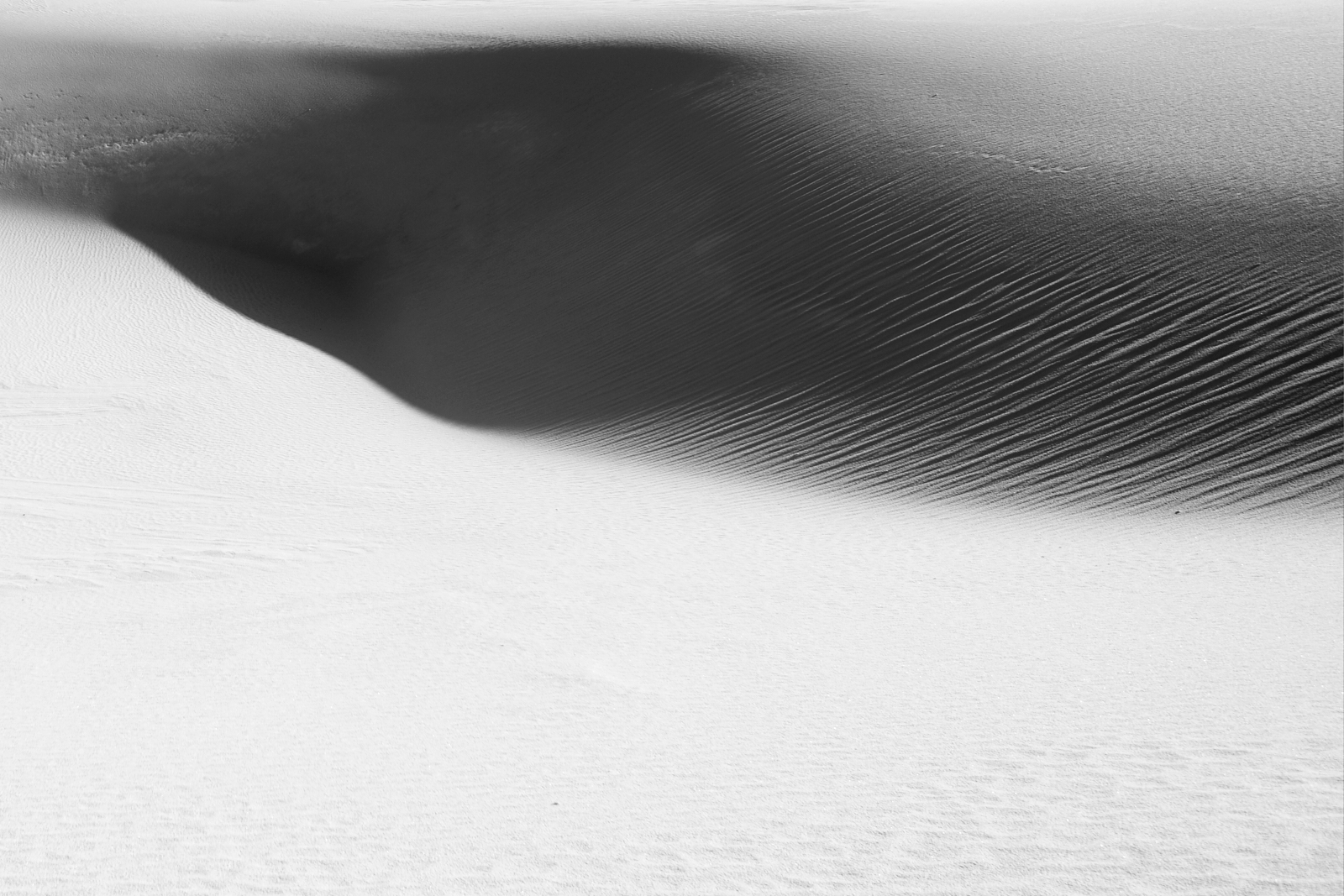 Landscape #181019.4. Black and White photo of shadows at White Sands National Monument.