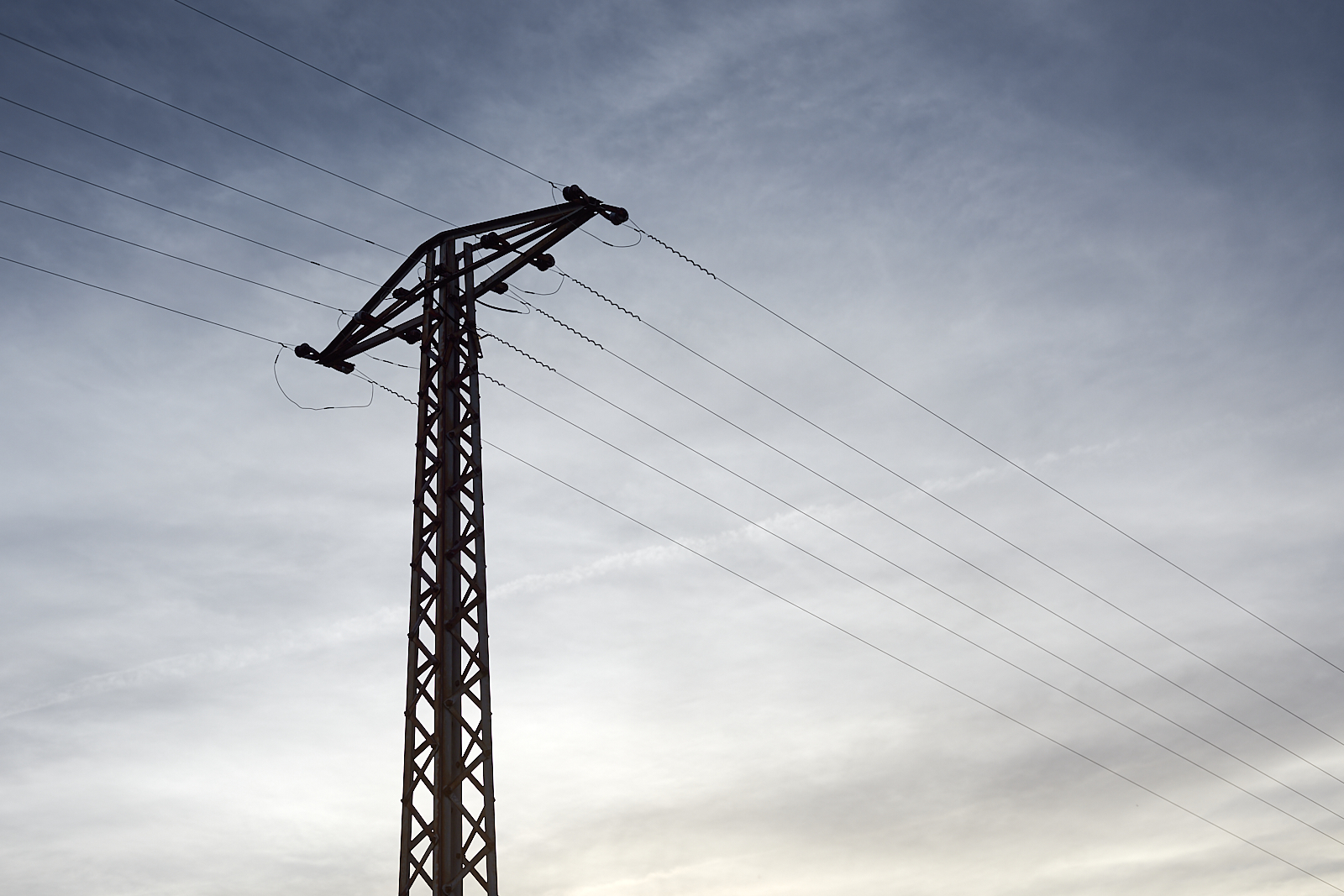 Urban #200102: A color photo of an old power pole.